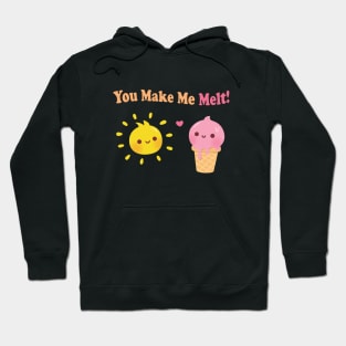 Cute Ice Cream and Sun You Make Me Melt Pun Hoodie